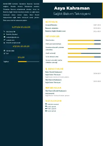 Sağlık Çalışanı Cv Örnekleri cv indir